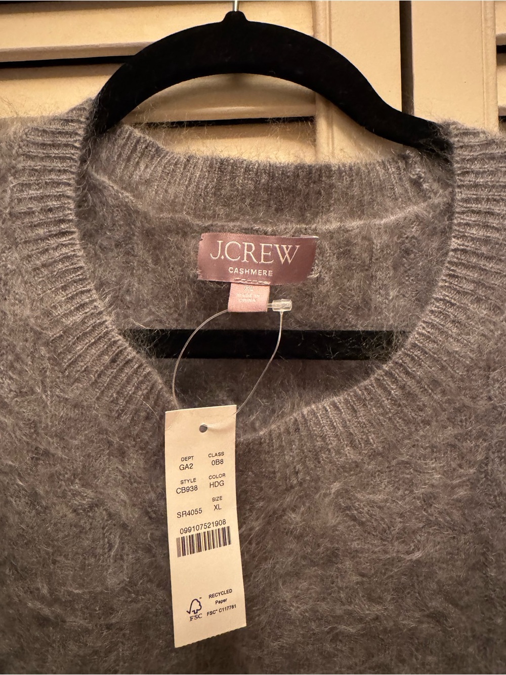 J. Crew Women's Fuzzy Cashmere Crewneck Sweater in Heather Gray - Picture 3 of 5